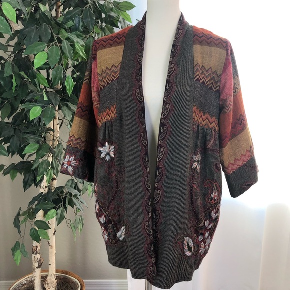 Soft Surroundings P M Embroidered Fall Cardigan C - Picture 1 of 8
